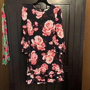 kate spade Black Dress with Pink Rose Print